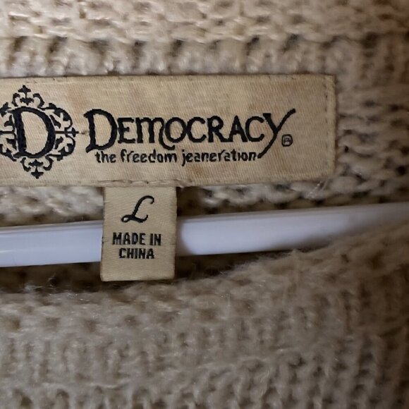Democracy Fall Comfy Oatmeal Owl Oversized pullover sweater teacher Novelty L - Picture 5 of 5